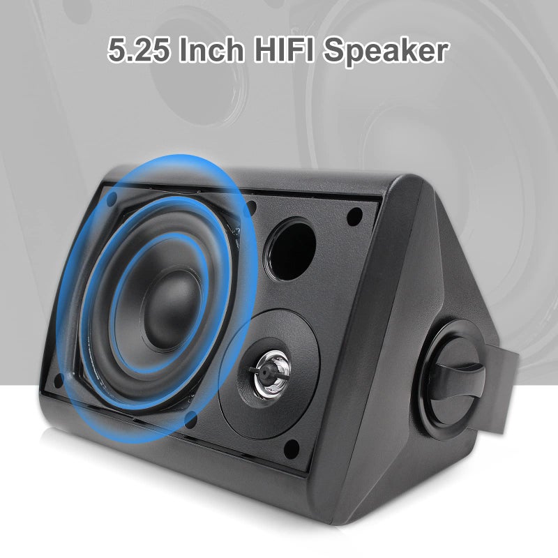Herdio 5.25 Inches Passive Outdoor Speakers Wired Waterproof, 300 Watts Wall Mount Speakers All Weather for Patio Indoor Deck Countryard (1 Pair, Black) - Image 2